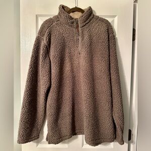 True Grit Men's Zip-Up Sherpa Pullover - Taupe Brown
